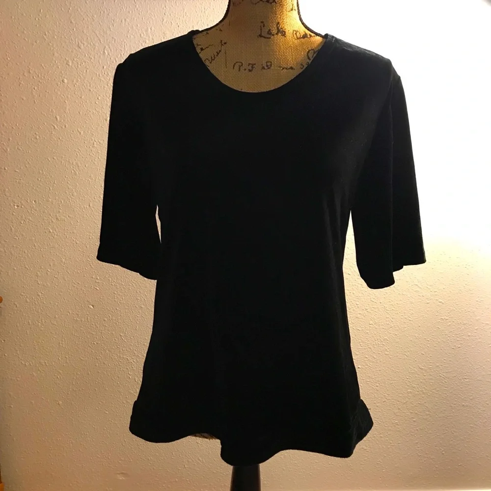 Black Stretch Velvet Top - Picture 1 of 6